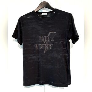Saint Laurent 🖤 XS Unique Distressed Black Tee